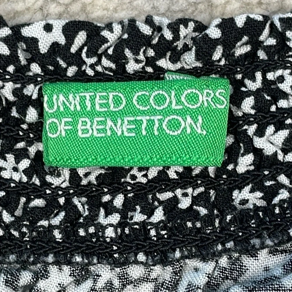 United Colors Of Benetton Ditsy Floral Stretch Jumpsuit Black White Girls Sz XL
